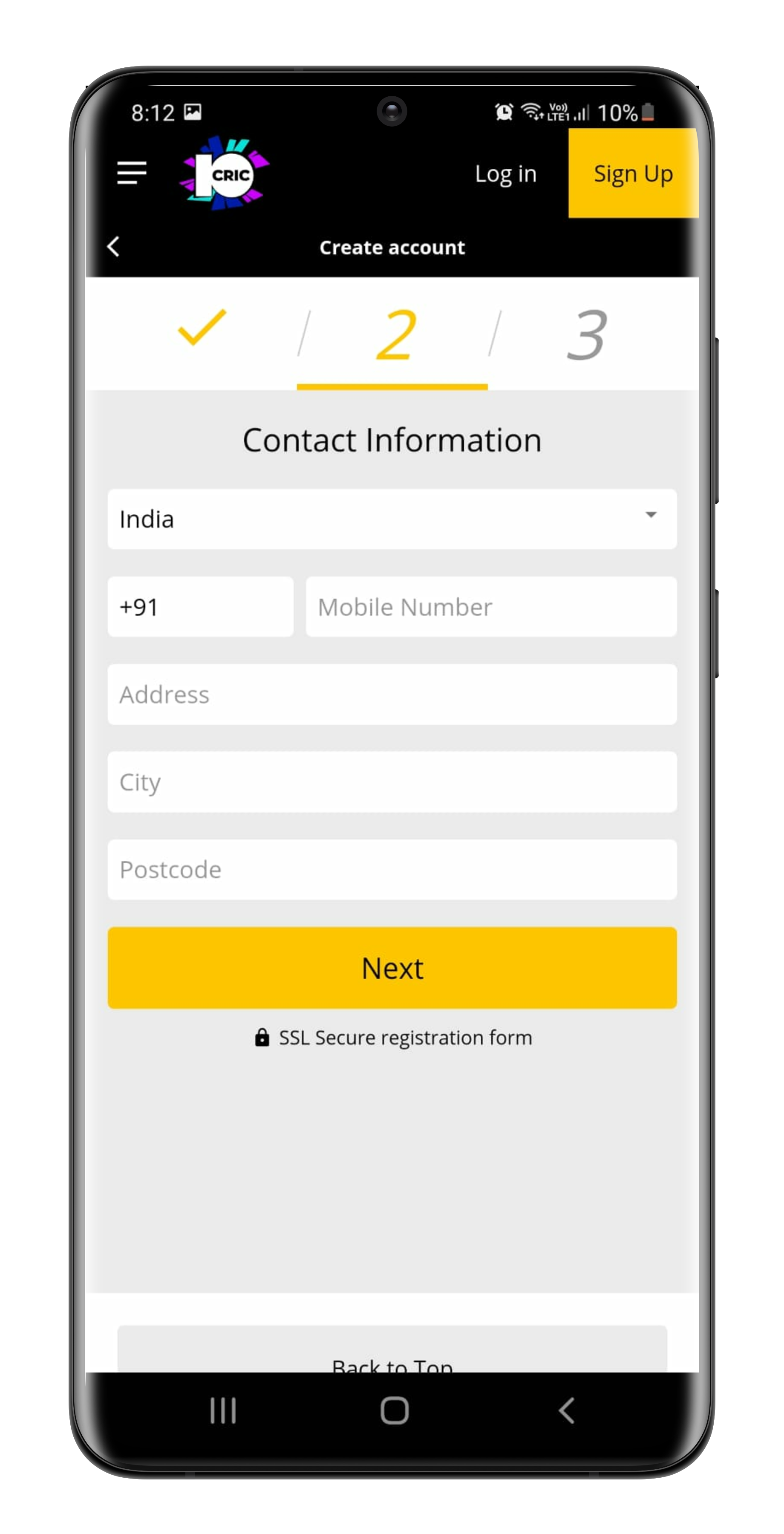 10 Cric App Registration 2