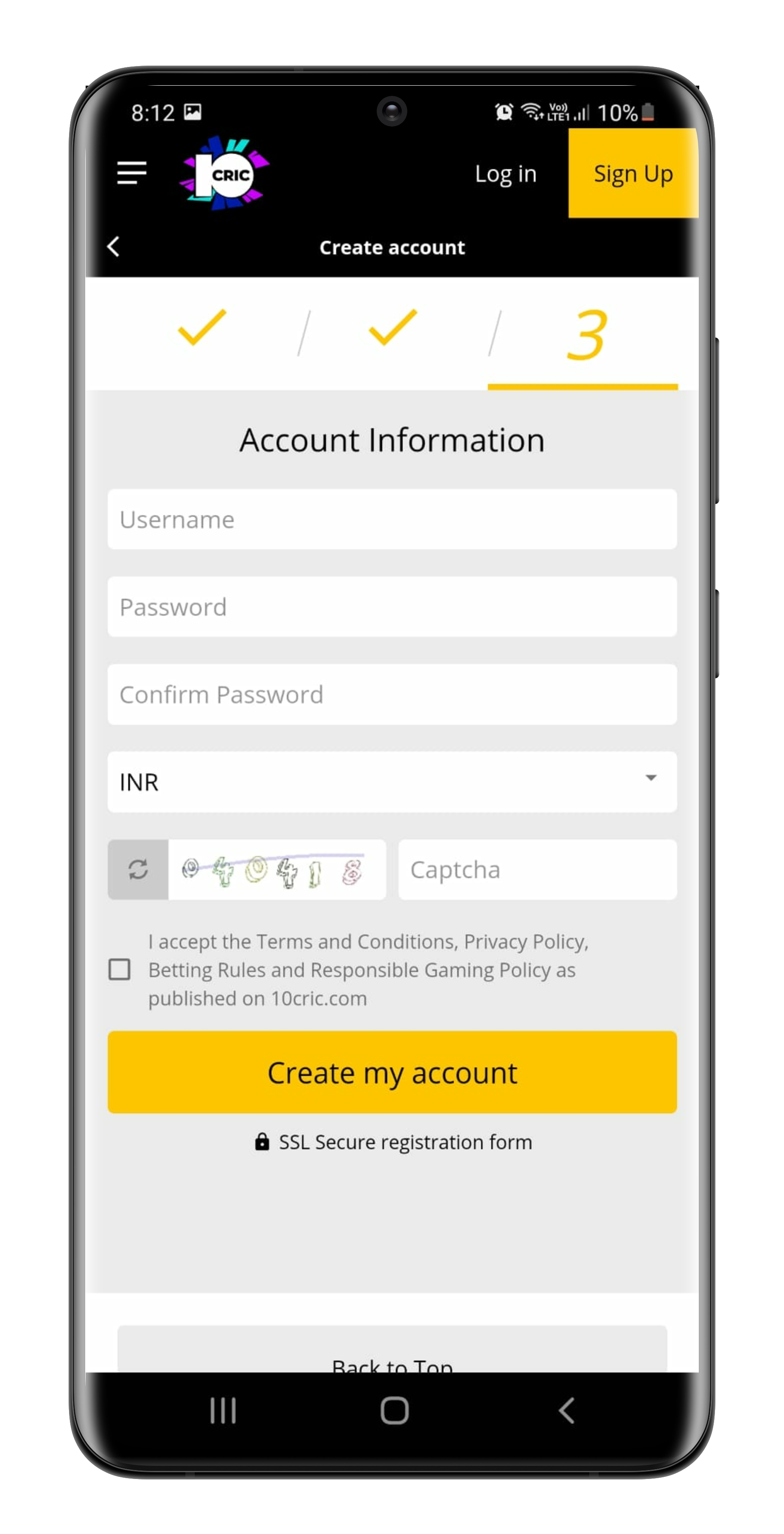10 Cric App Registration 3