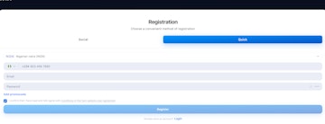 1win quick registration