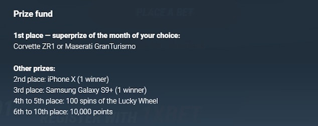 1x Bet Accumulator Battle Prizes