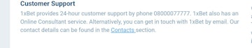 1xbet customer support