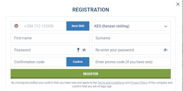 1xbet kenya registration step 3