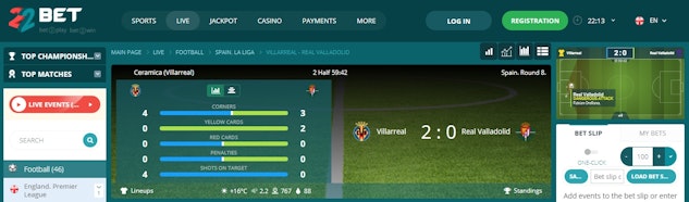 22 Bet Football Live Betting