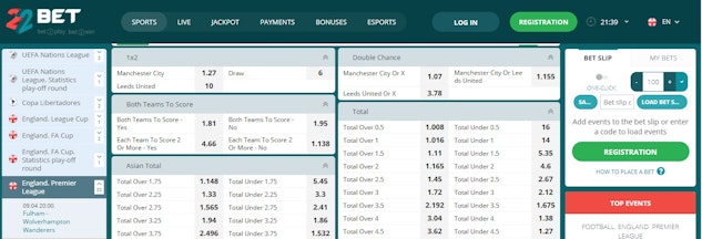 22 Bet Man City vs Leeds