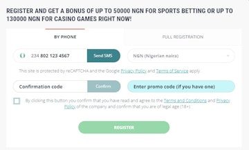 22 Bet Nigeria Registration 1