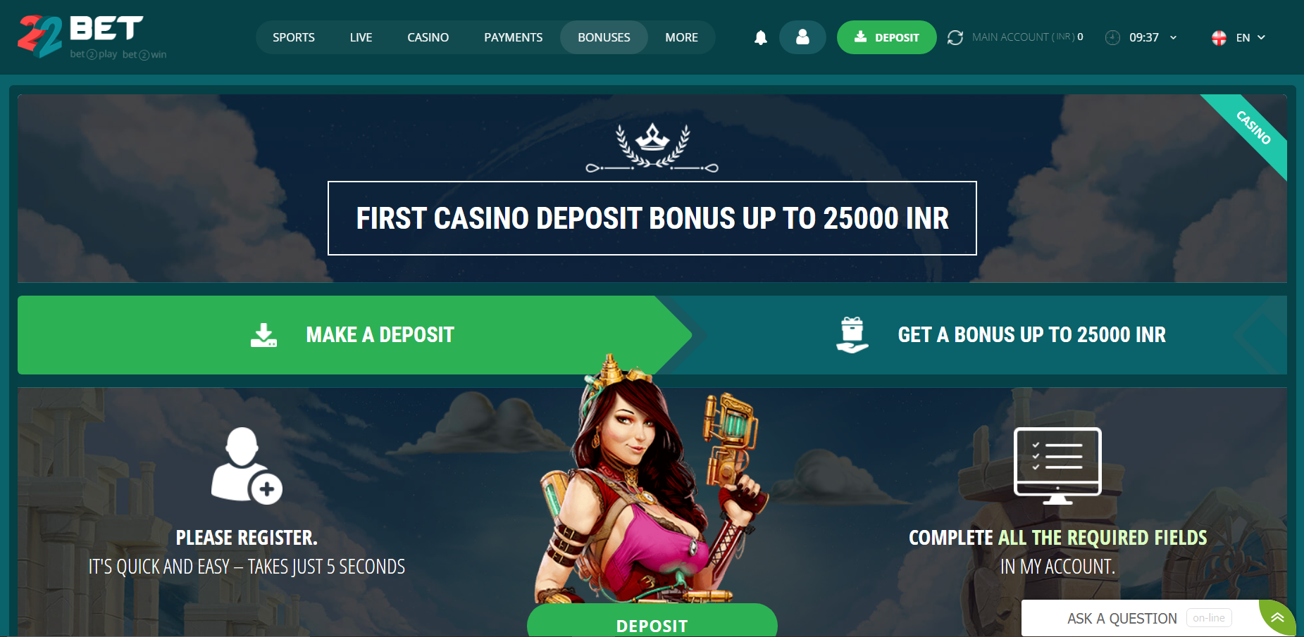22bet Casino Bonus