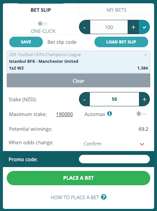 22bet NZ Betslip