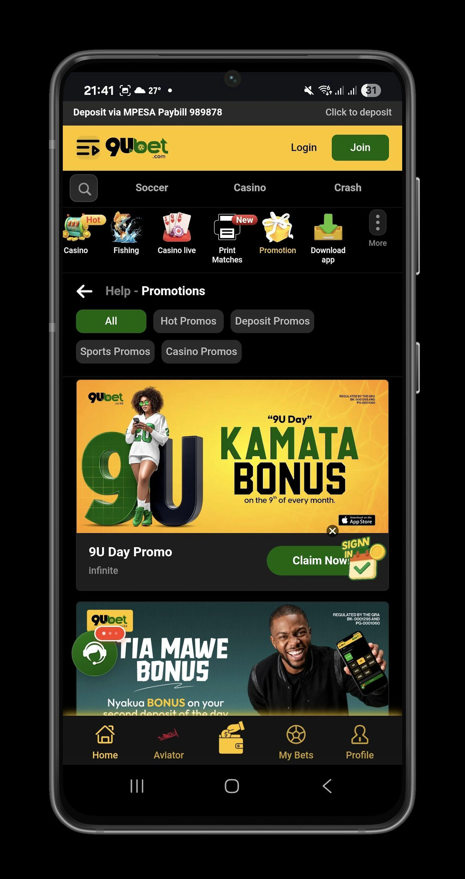 9ubet Promos