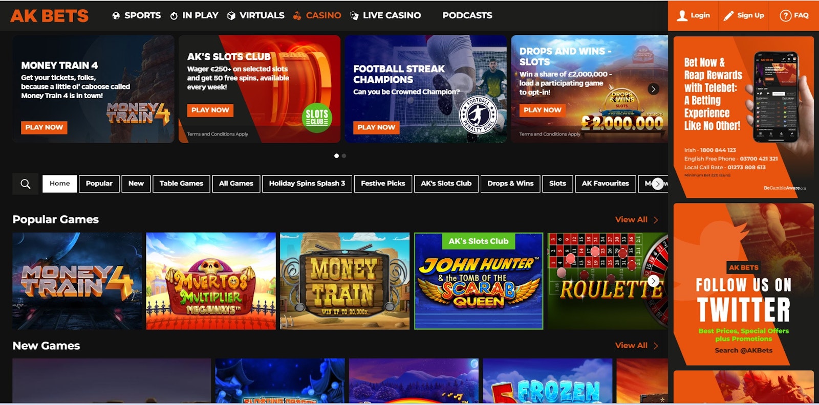 AK Bets casino page