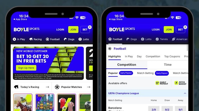 BOYLE Sports independent bookmakers screenshot