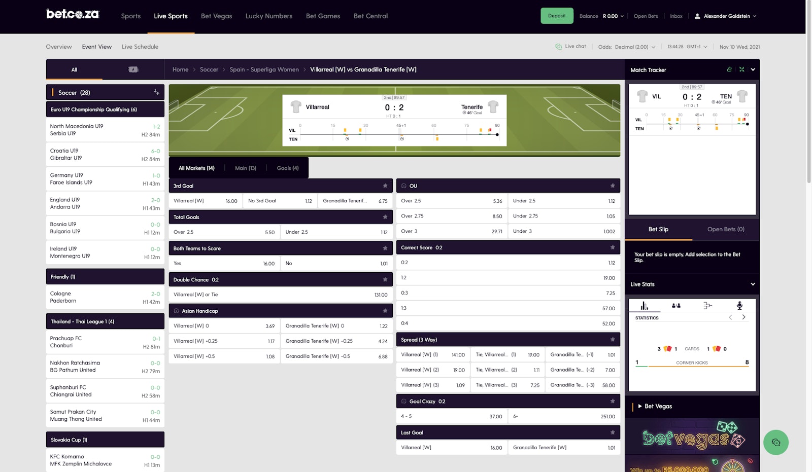 Bet coza Live Betting