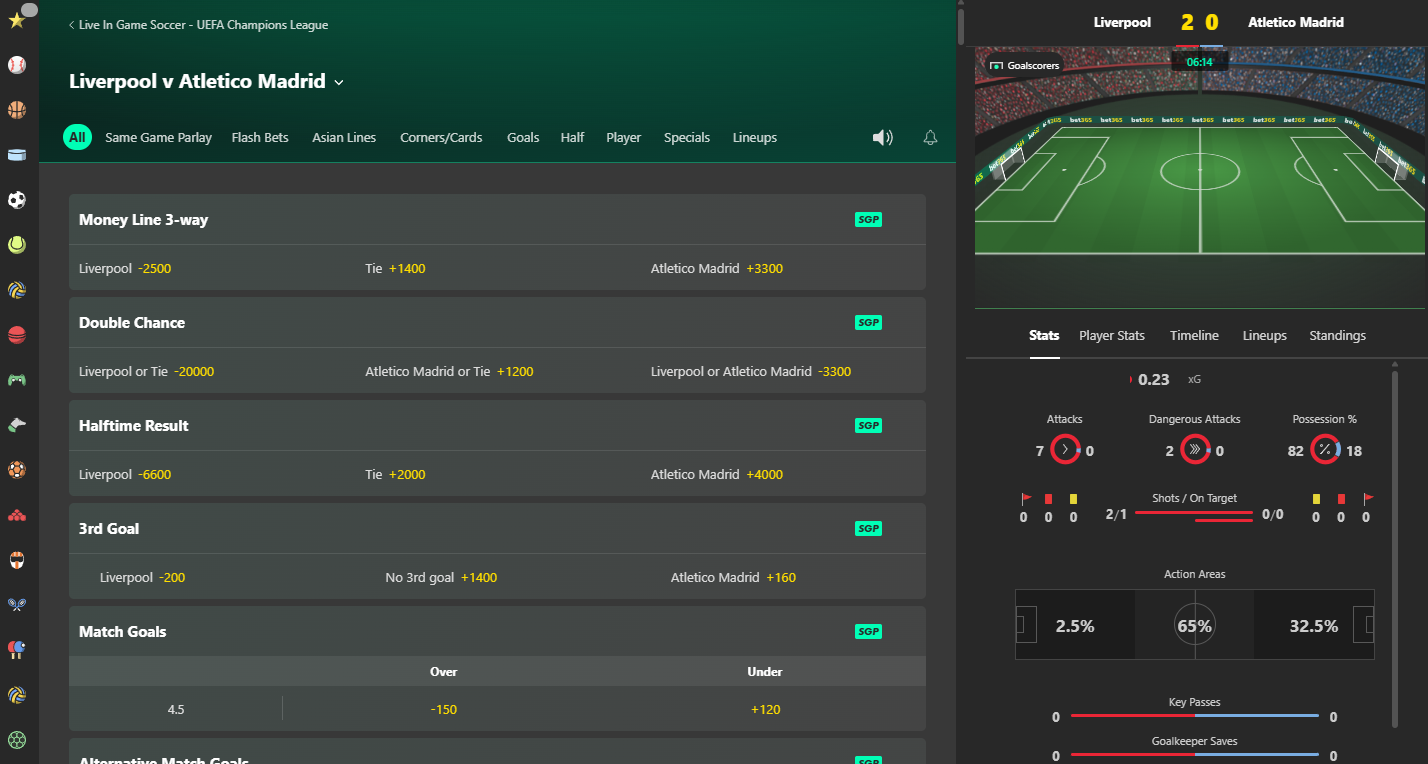 Bet365 Desktop Live Betting