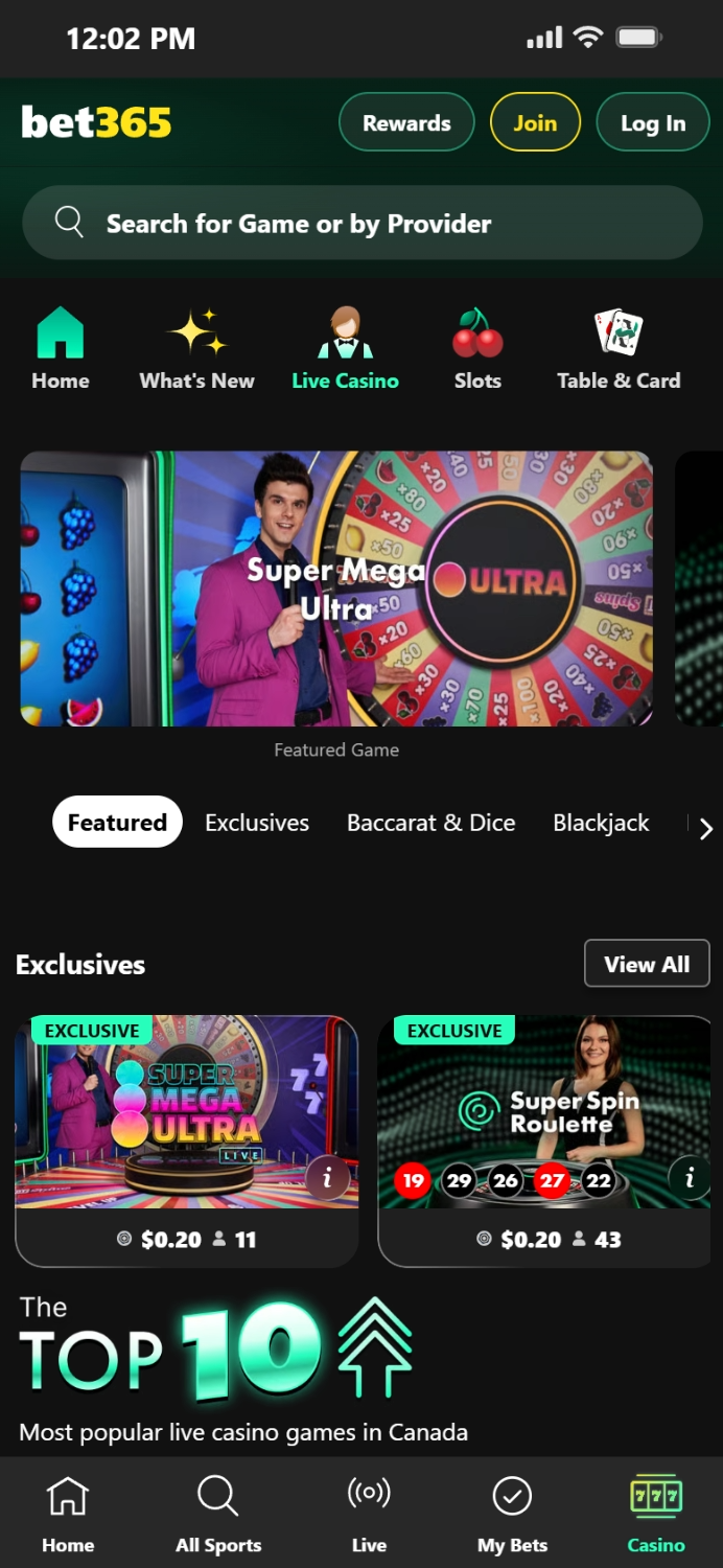 Bet365 live casino 10 13 26