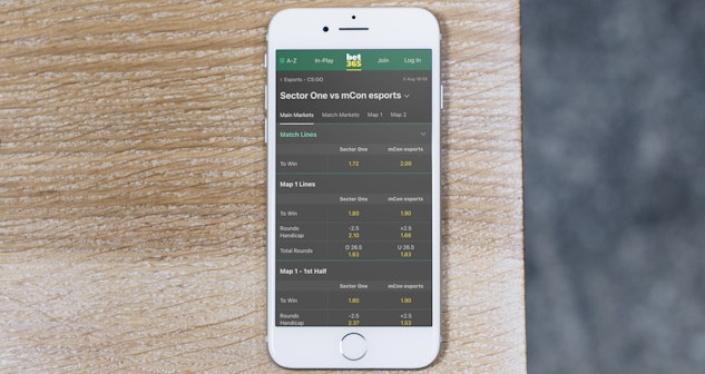 Bet365 mobile CSGO markets