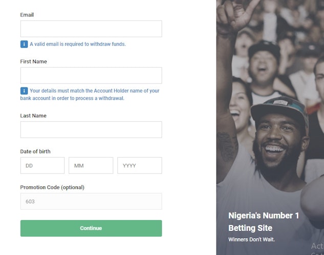Bet9ja Registration 1
