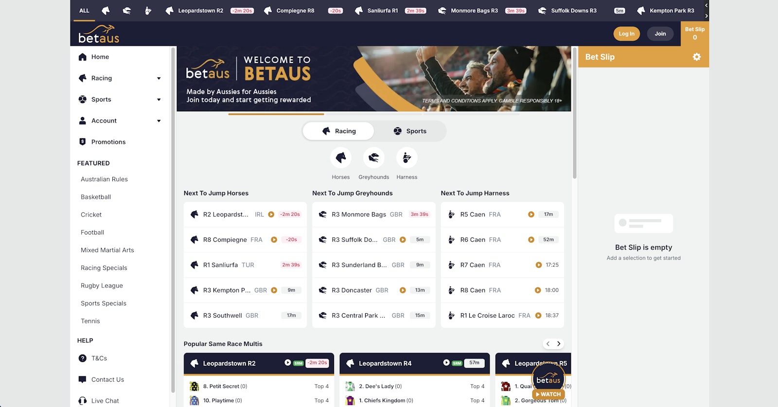 Bet Aus Australia Homepage