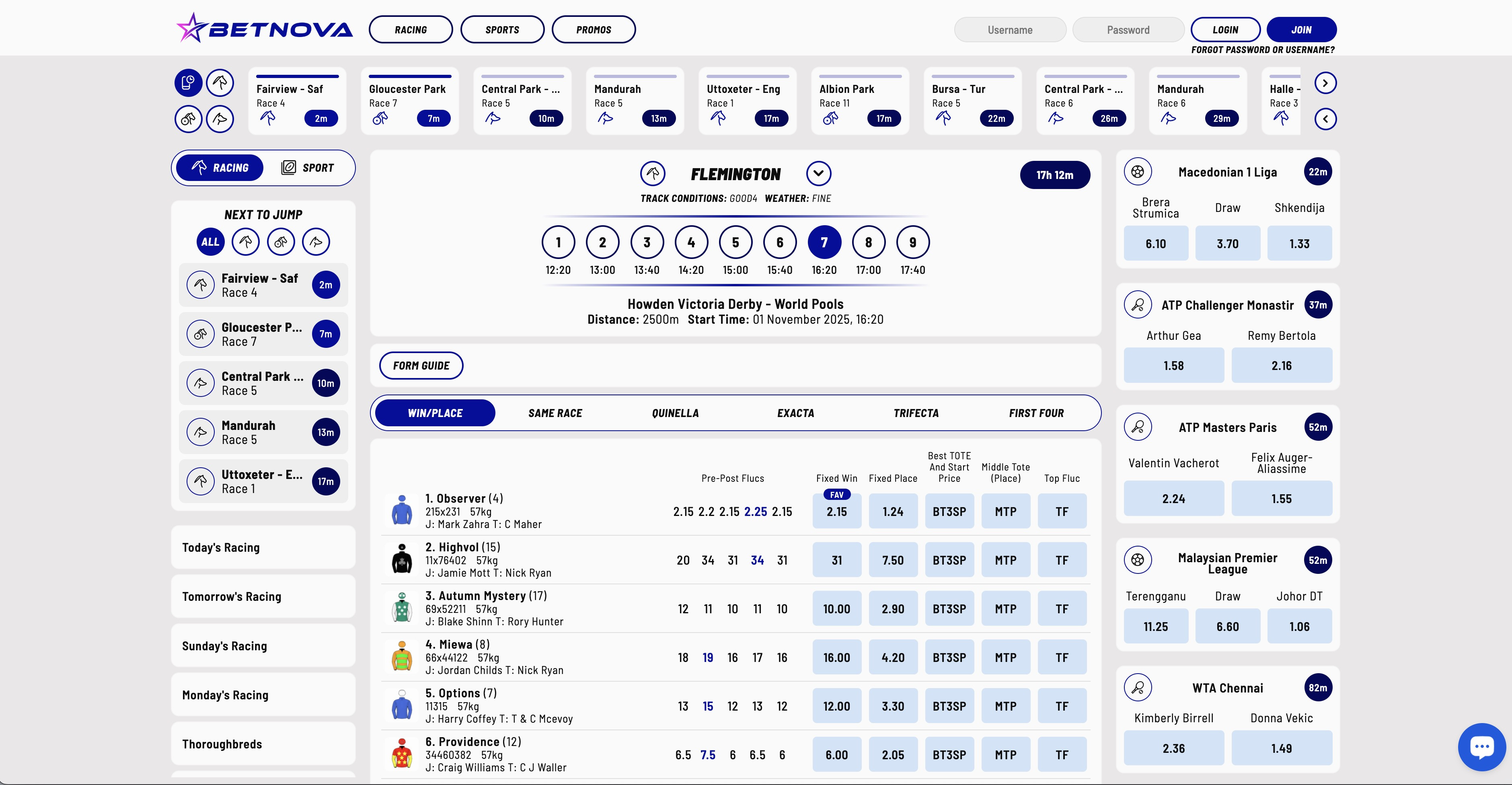 Bet Nova Horse Racing