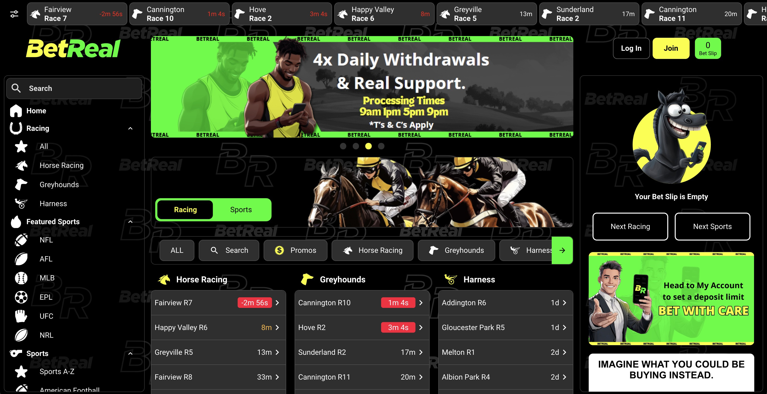 Bet Real Australia Homepage