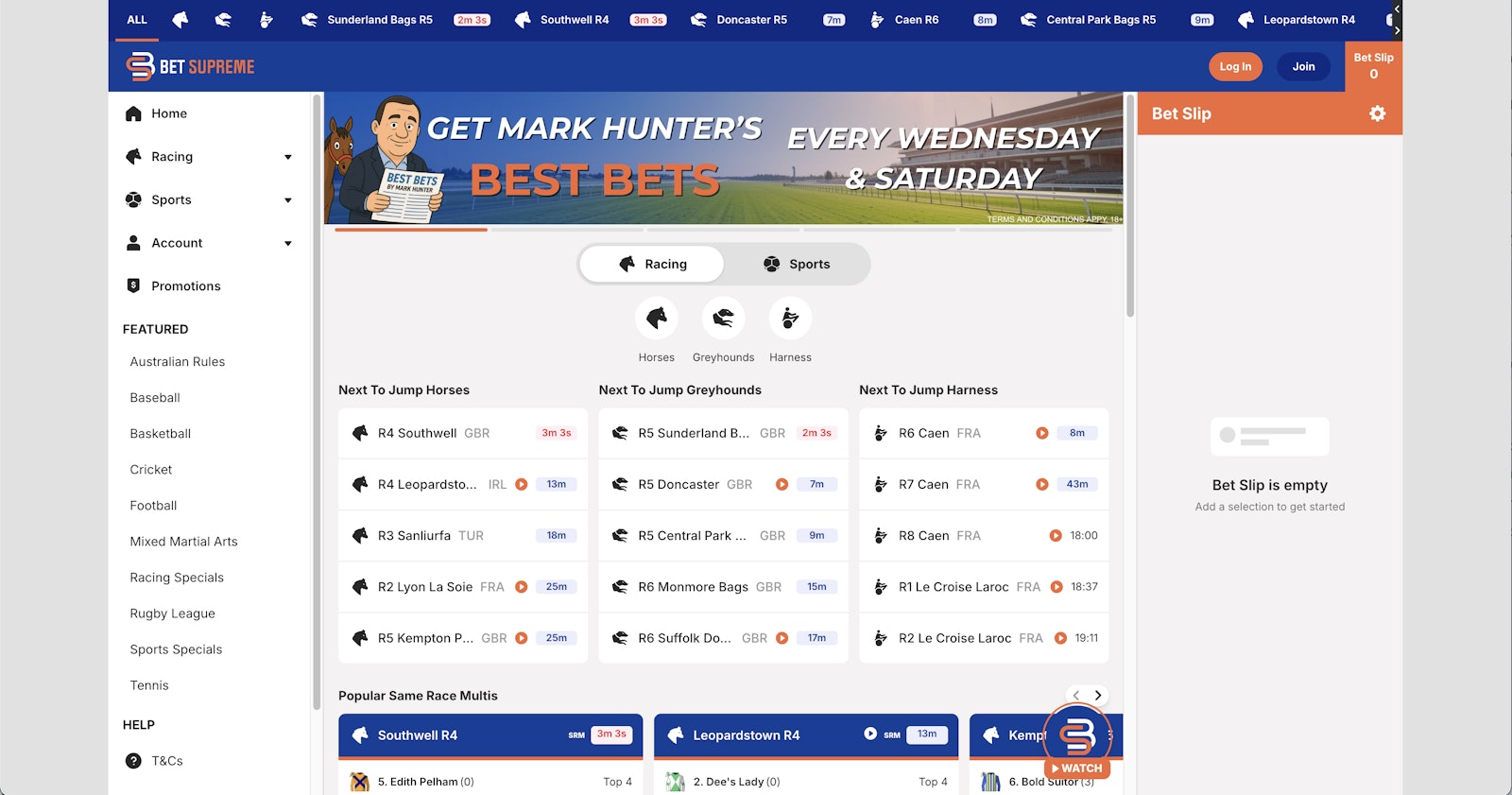 BetSupreme Australia Homepage