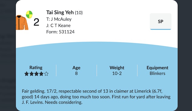 Bet Victor Horse Racing Card