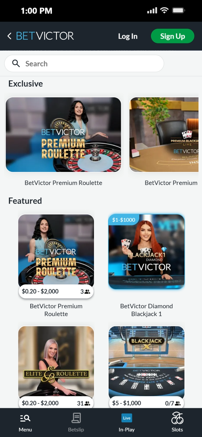 Bet Victor live casino