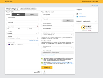 Betfair Australia Sign Up