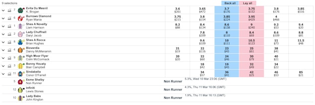 Betfair Horse Betting odds