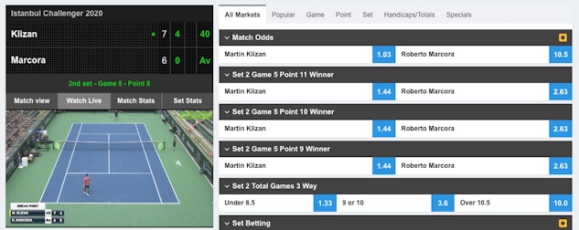 Betfair live streaming tennis