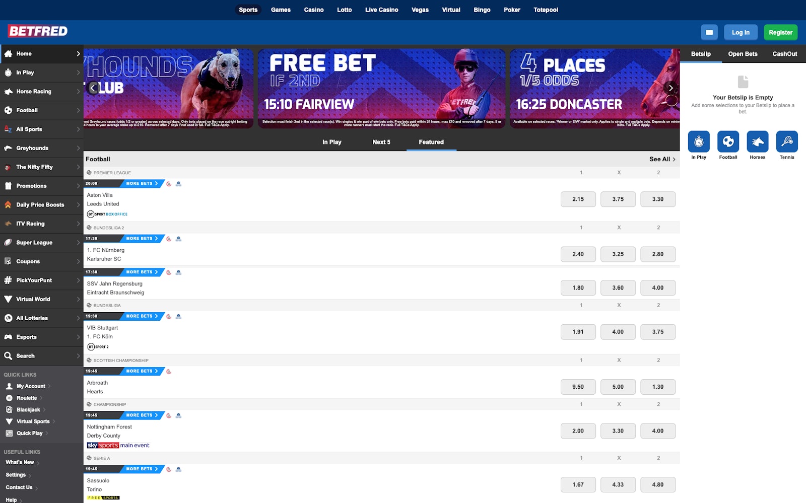 Betfred homepage