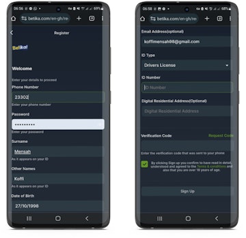 Betika Registration Form