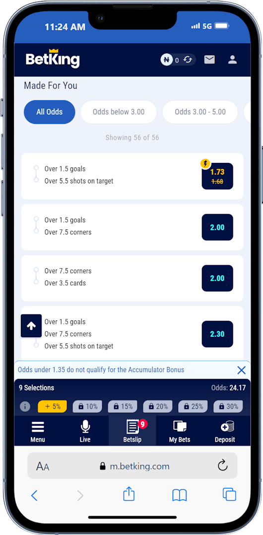 Betking bet builder sample