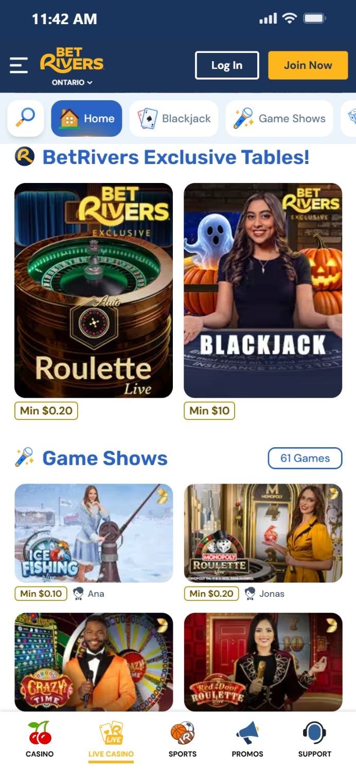 Betrivers Live Casino