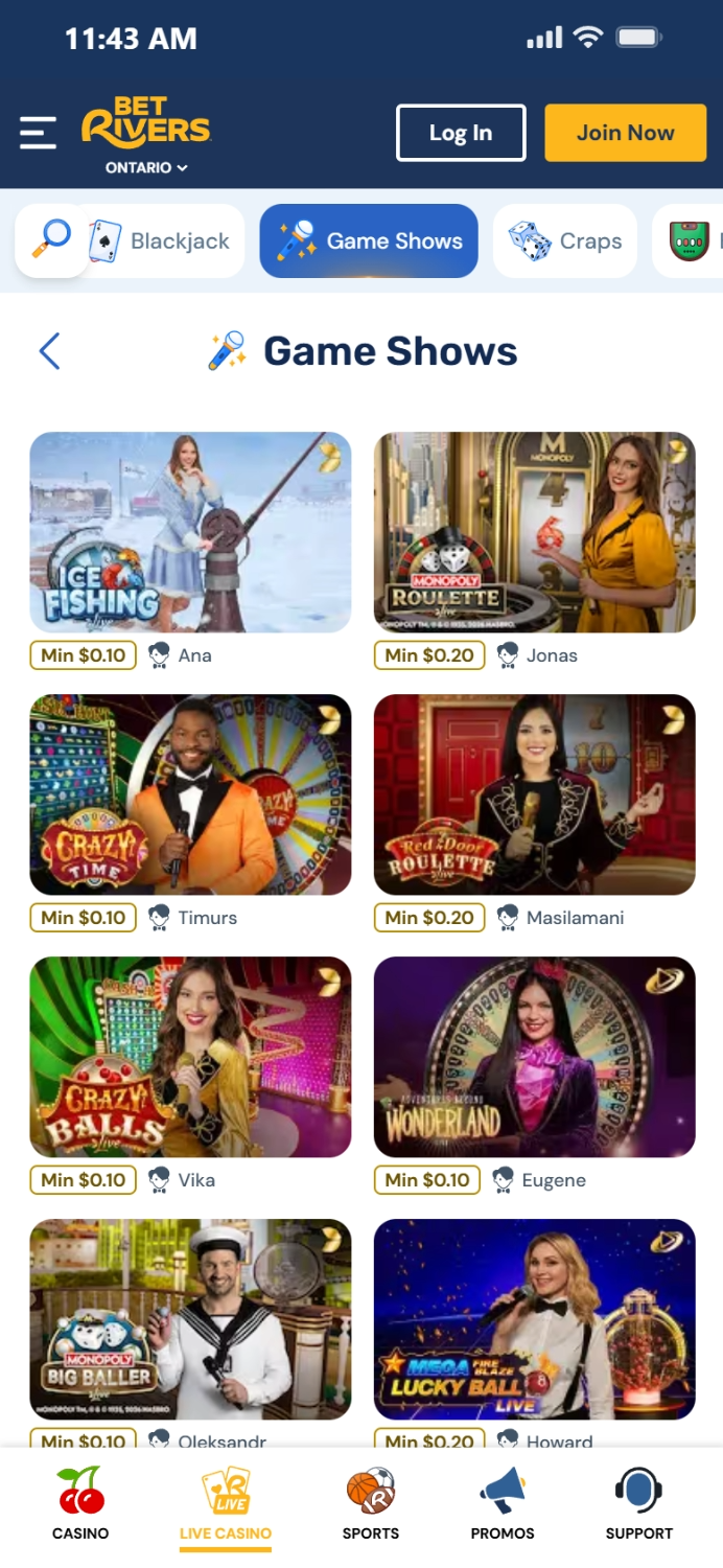 Betrivers game shows