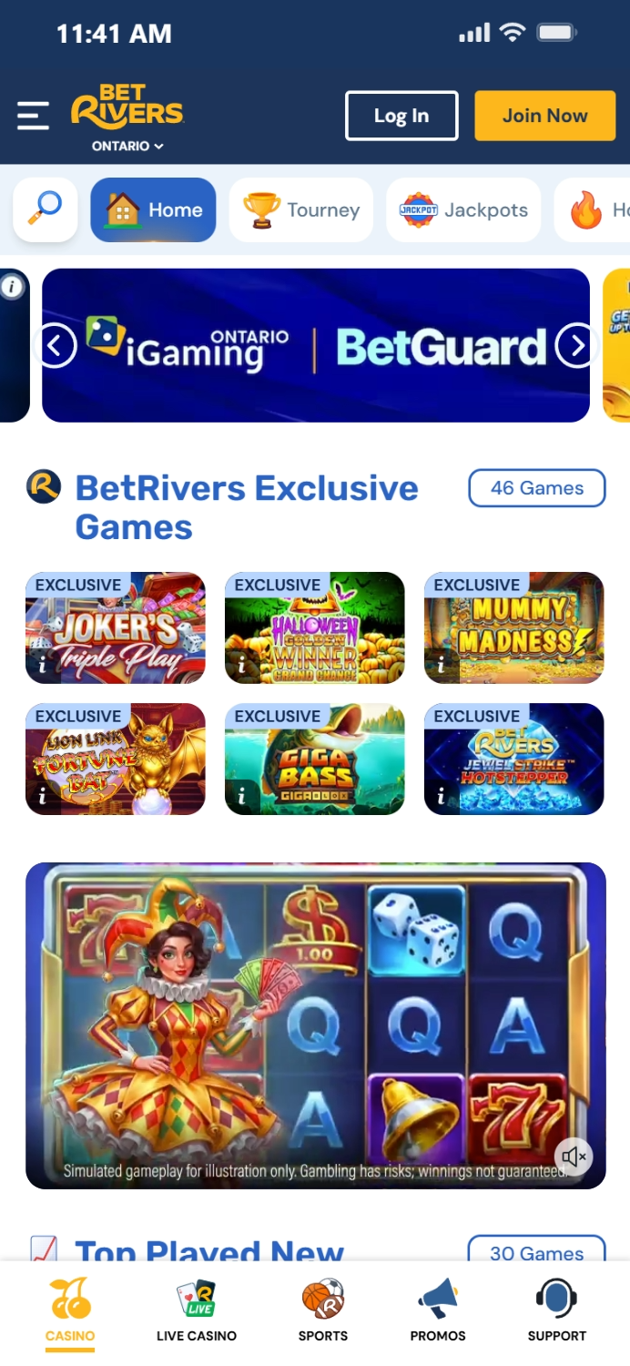 Betrivers homepage