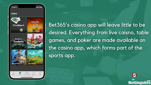 Bet365 CA casino app lots of games available