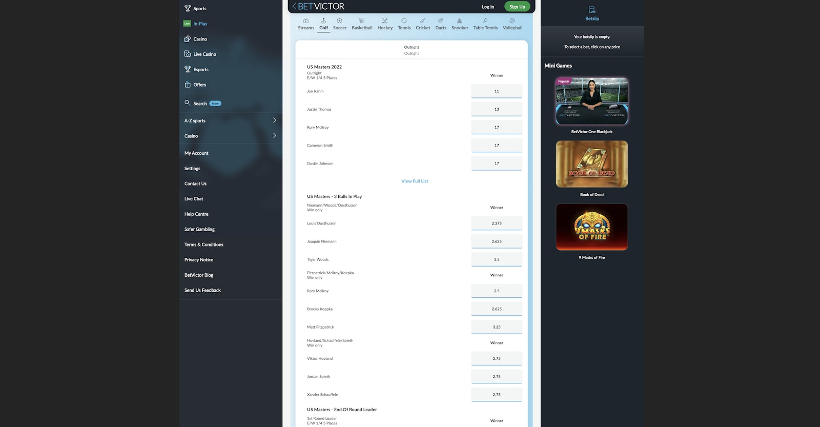 Betvictor Canada live betting