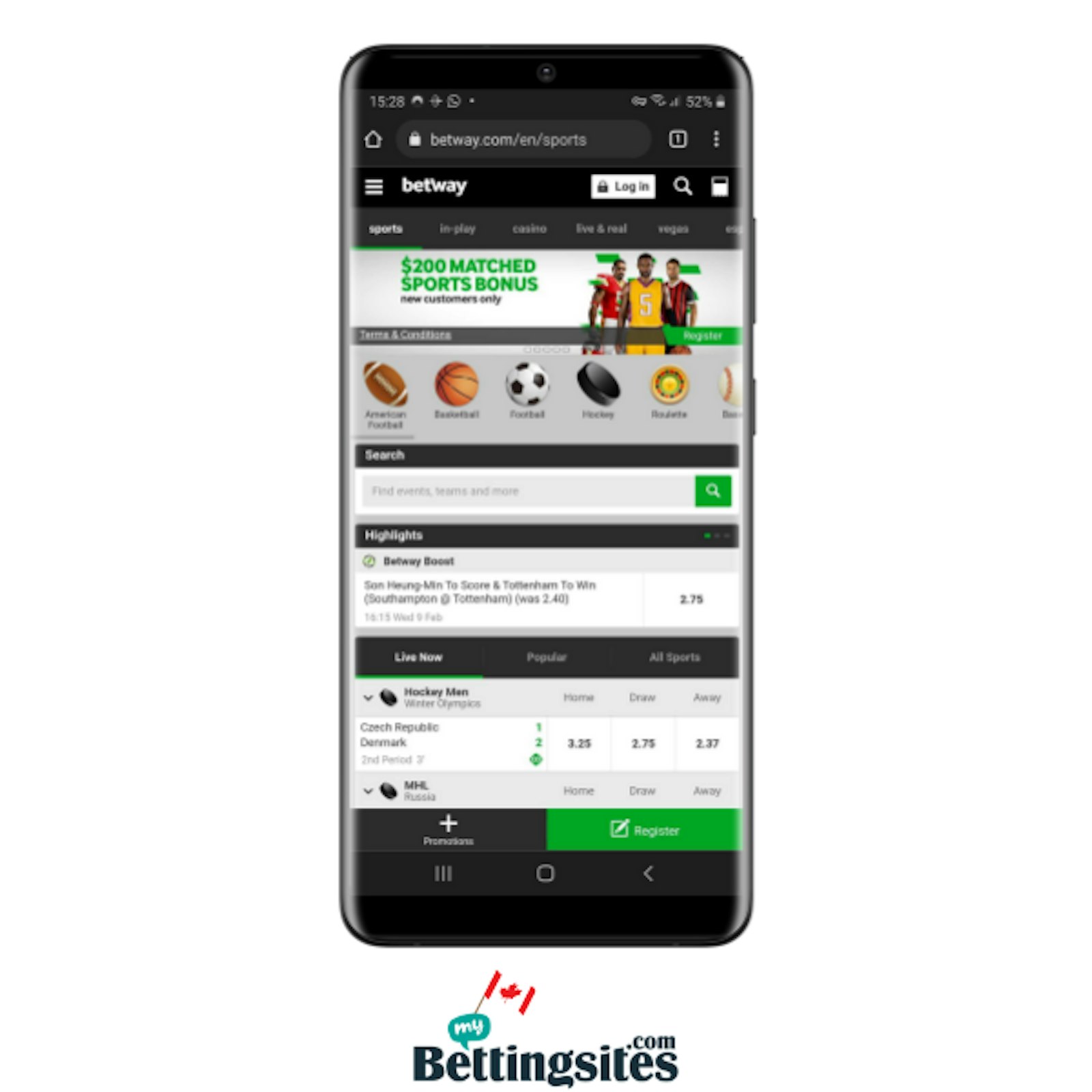 Betway CA Mobile Homepage