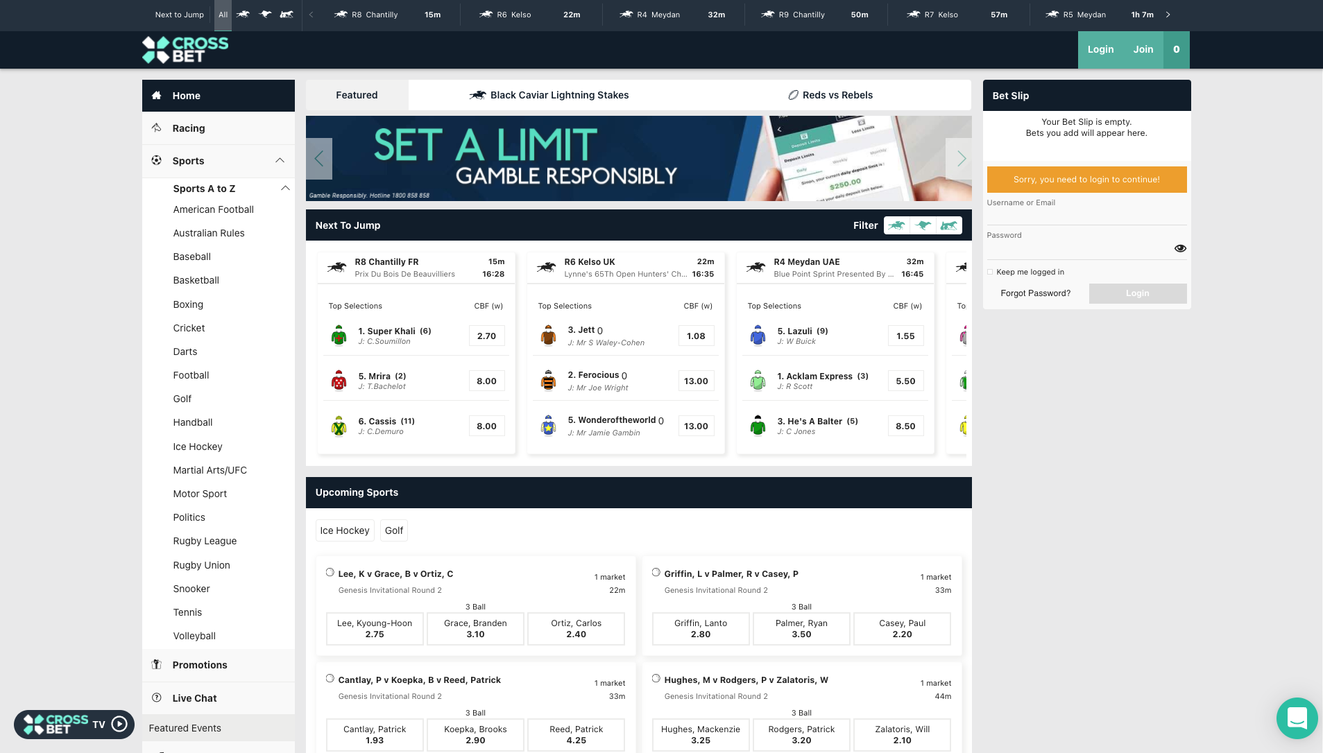 Crossbet Homepage