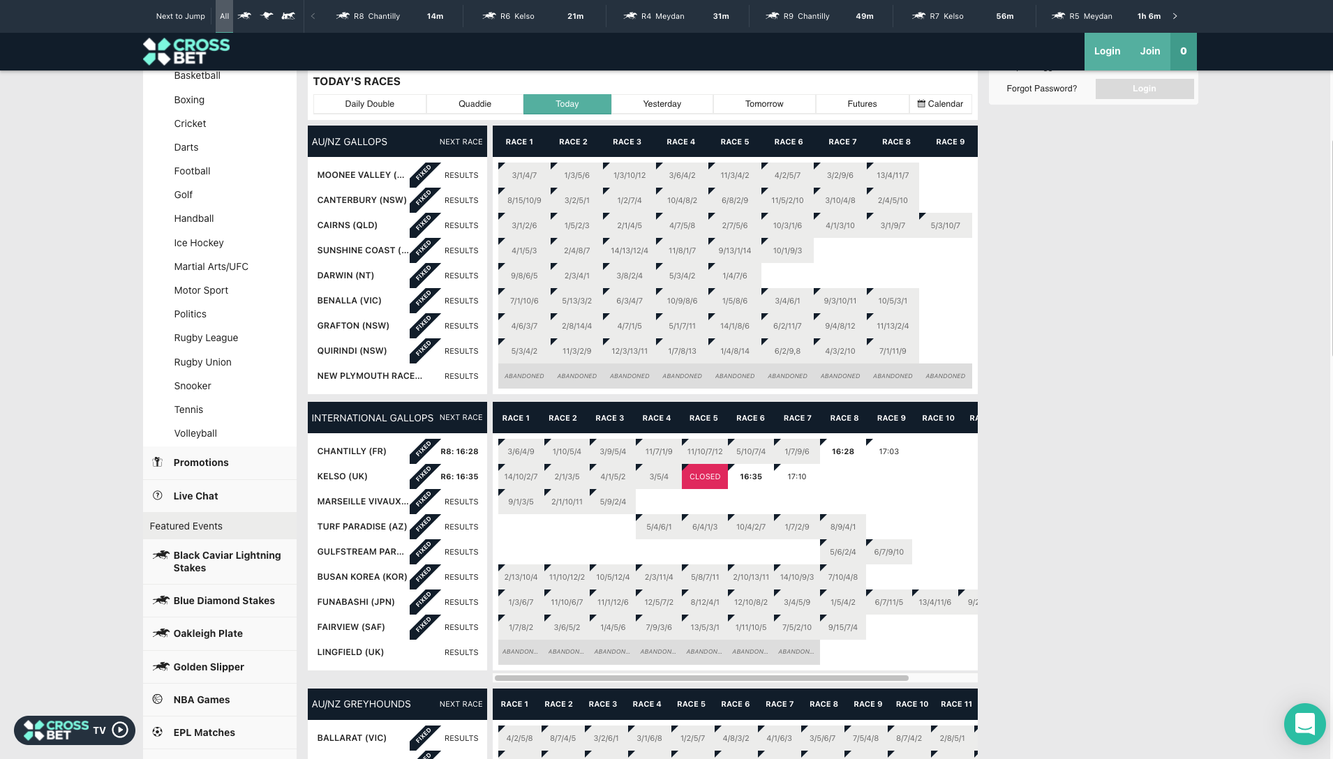 Crossbet Racebook