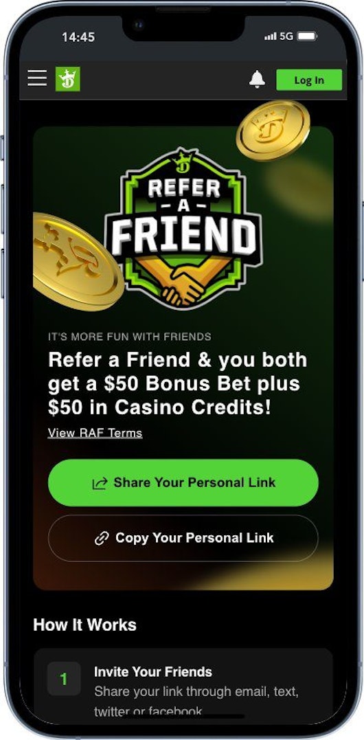 DraftKings referral bonus app