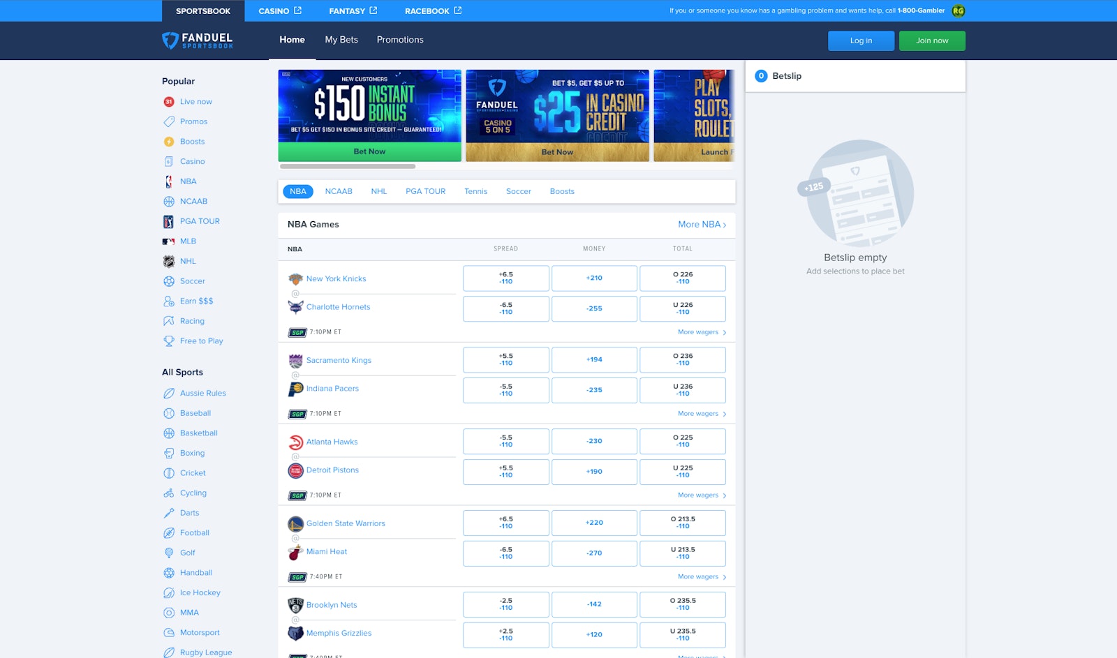 Fanduel Homepage