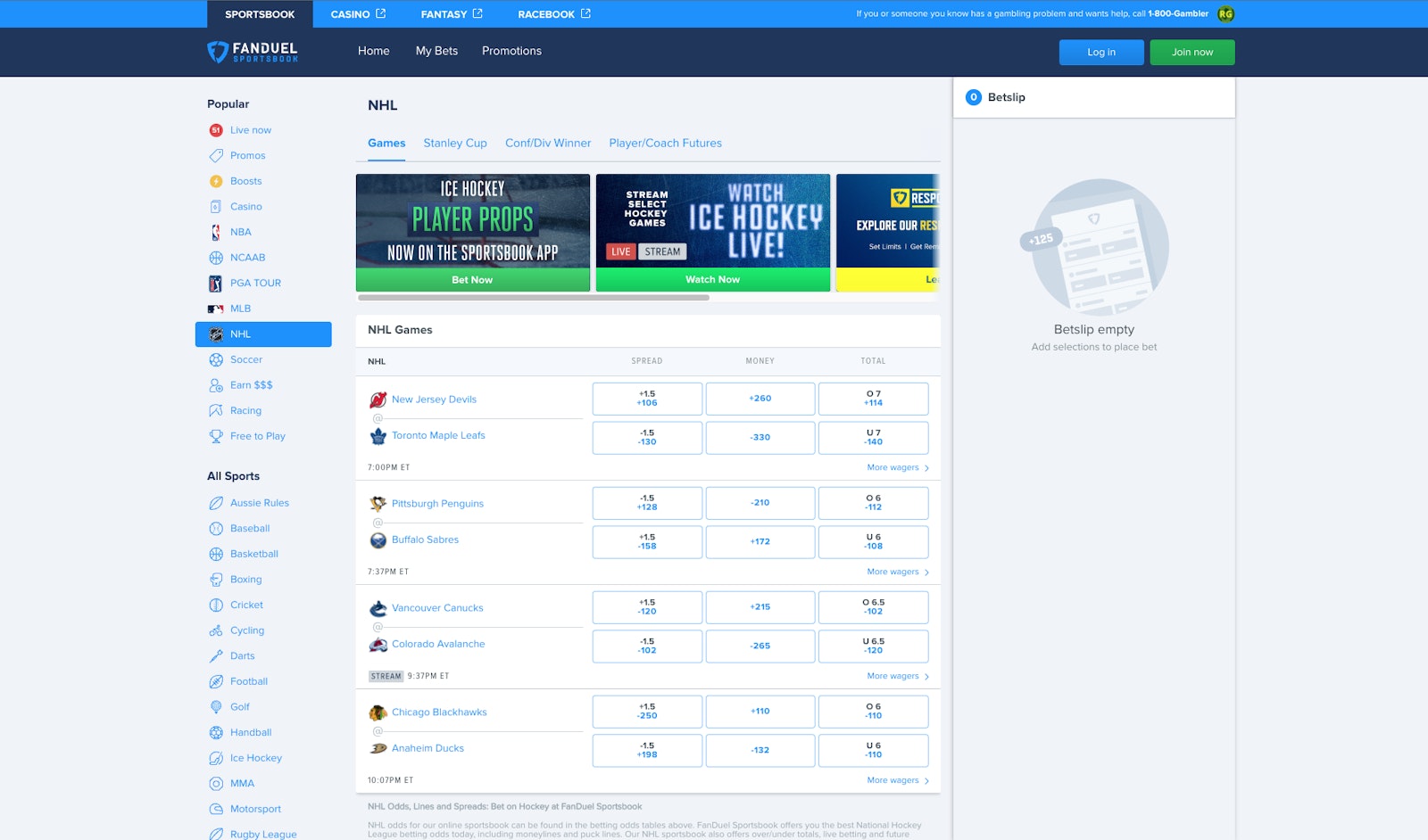 Fanduel NHL
