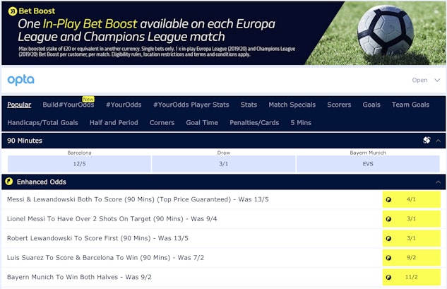 william hill football betting champions league