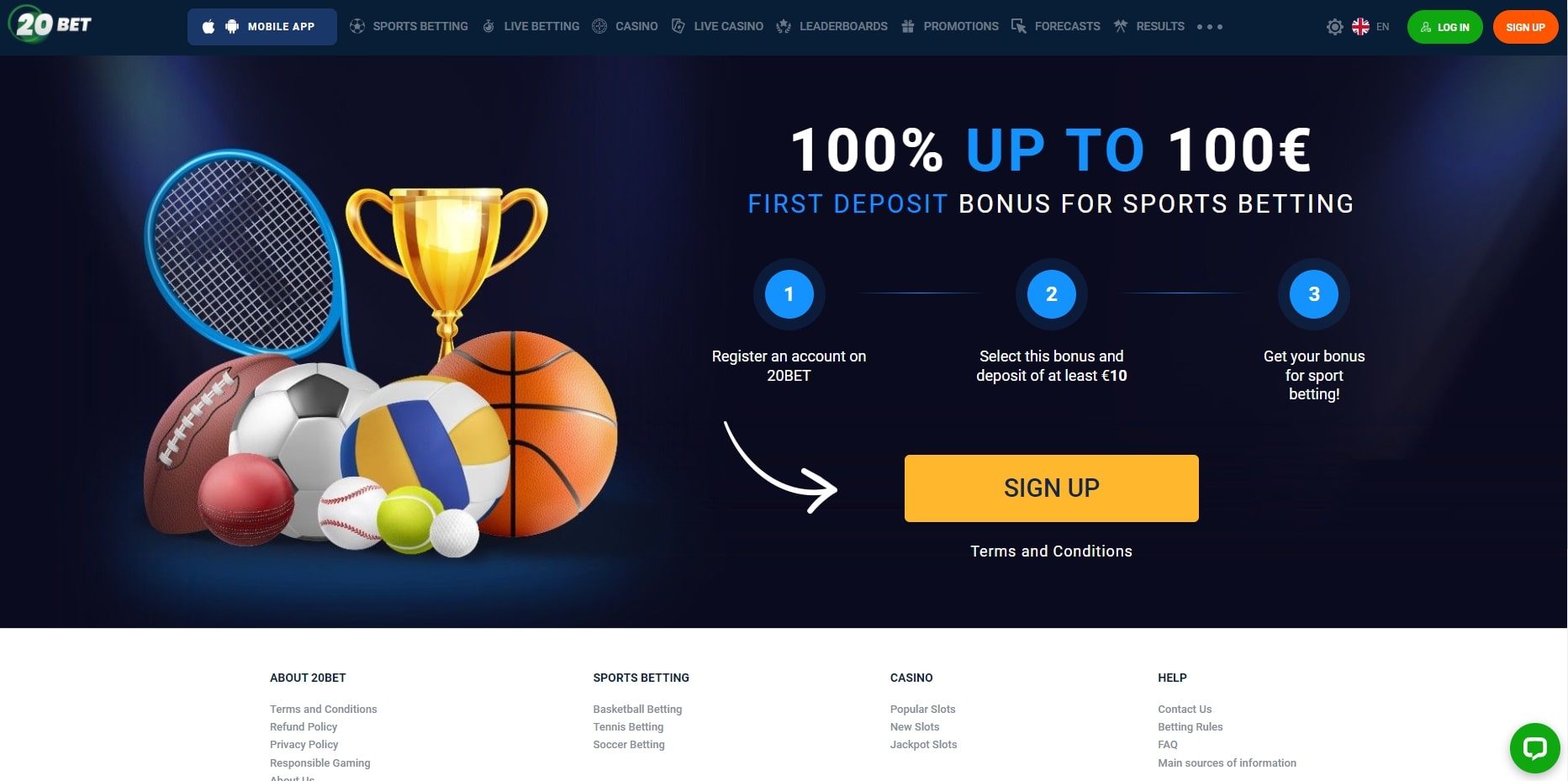 20 Bet bonus