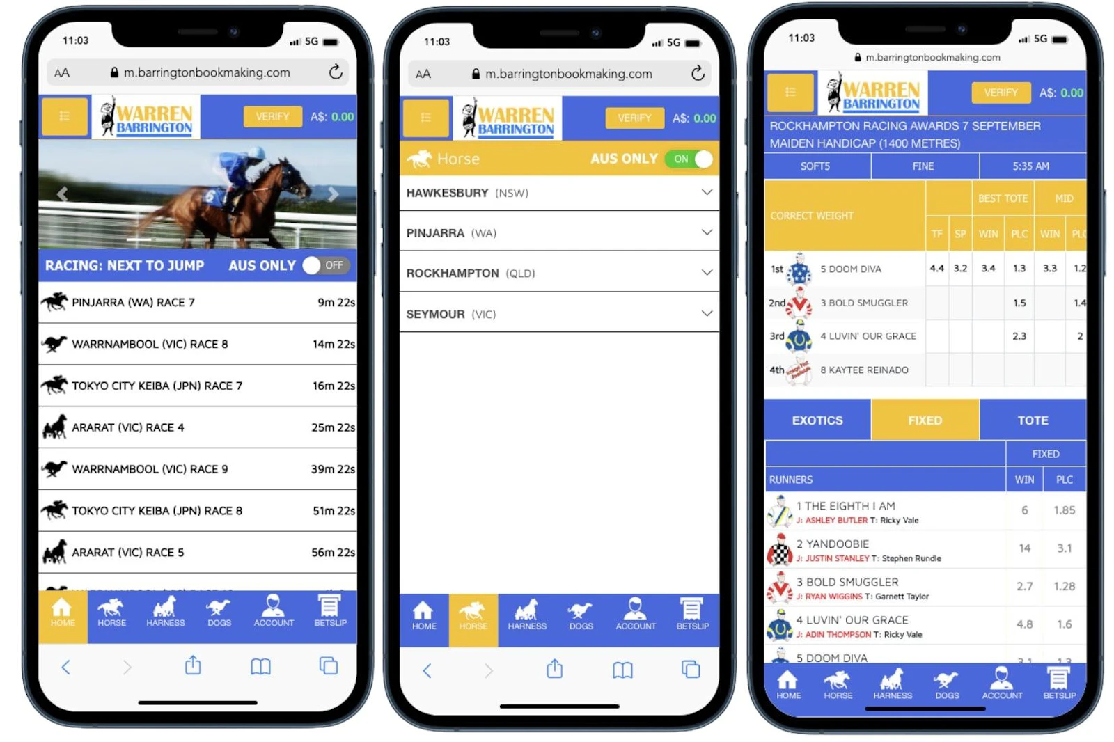 Barrington Bookmaking Mobile Site