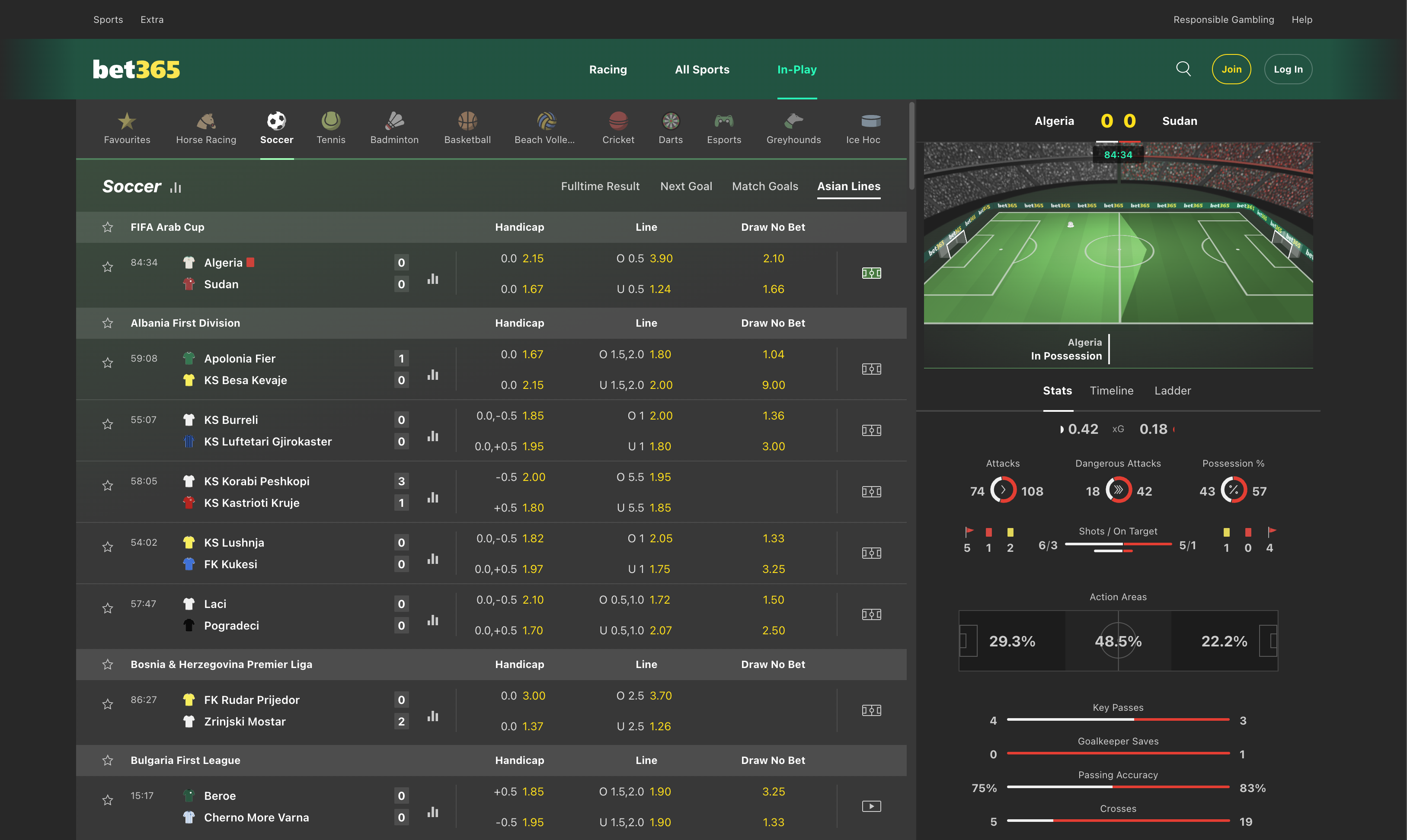 Bet365 Live Soccer 3 12 25