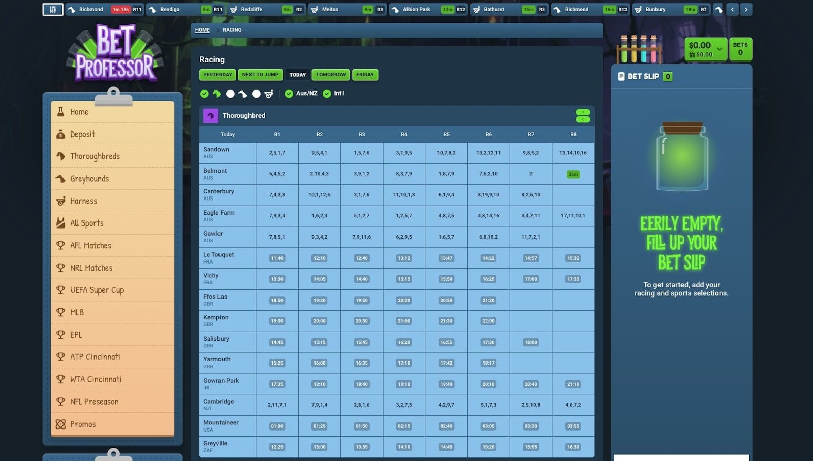 Bet Professor Racing