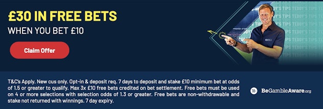 Bet UK sign up offer 30 in free bets new banner