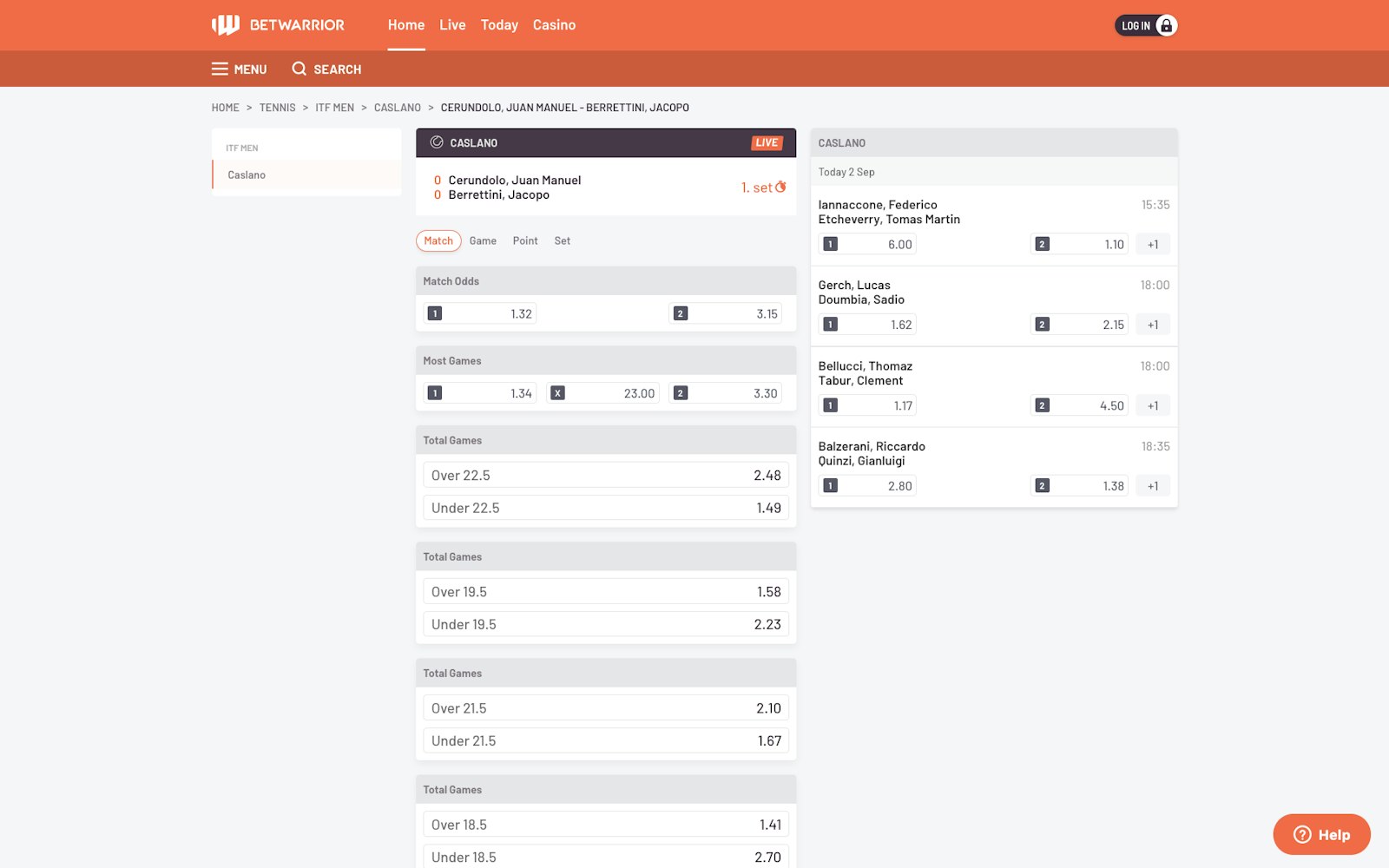 Bet Warrior live betting CA