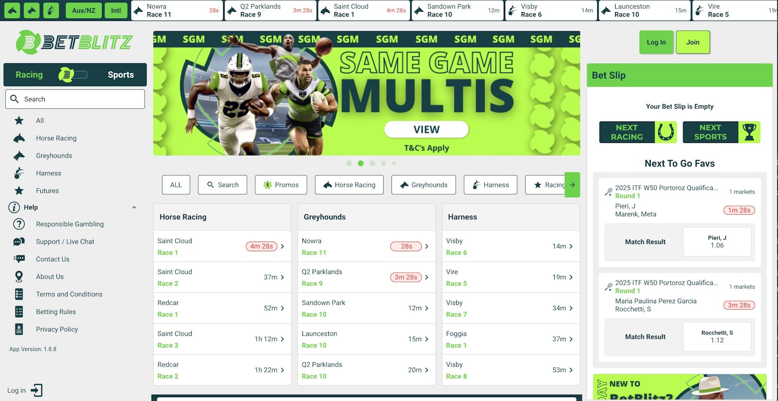 Betblitz Australia Homepage